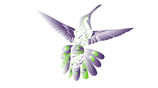 A depiction of the Hummingbird/Tsunalhduz, which signifies beauty and love. You see them in the height of summer/shen. 